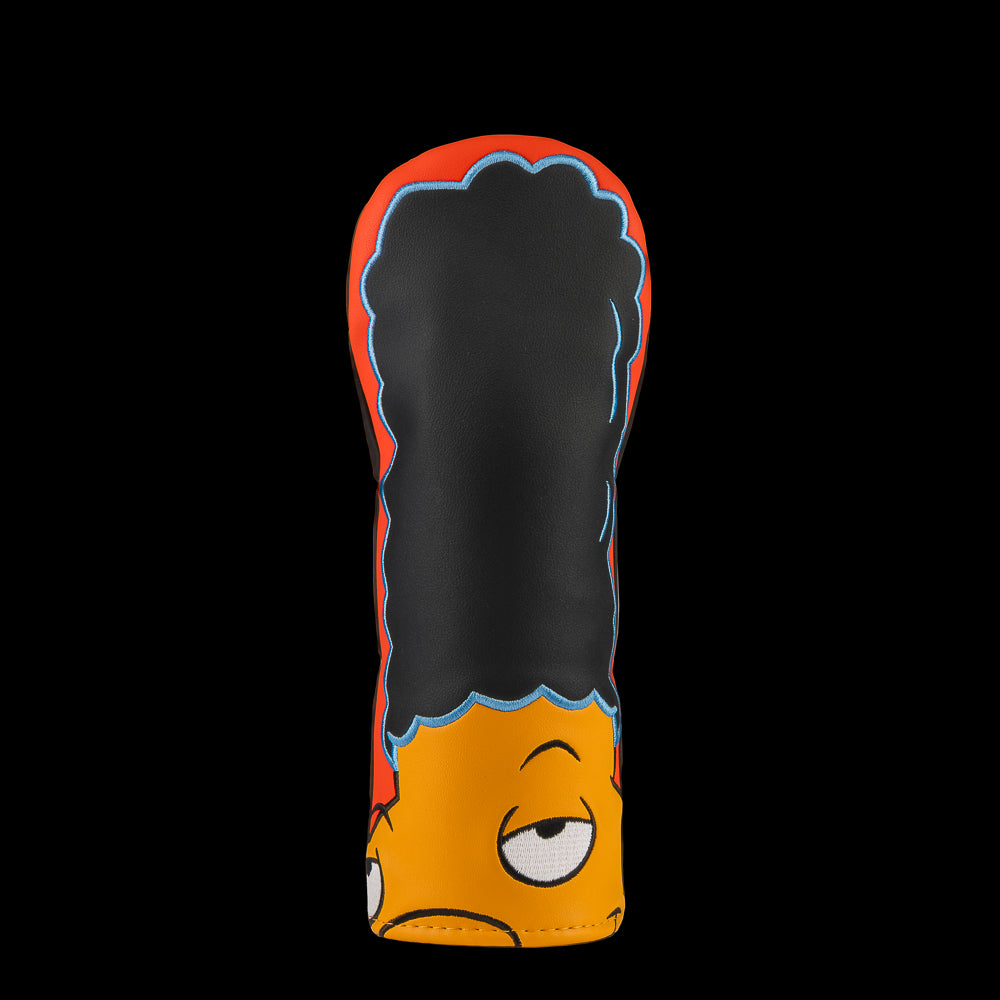 Red Gerald fairway cover featuring his tall hair design.