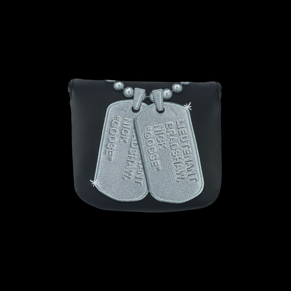 Rewind Golf x Top Gun official Talk To Me Goose Dogtags black and silver mallet putter golf headcover.