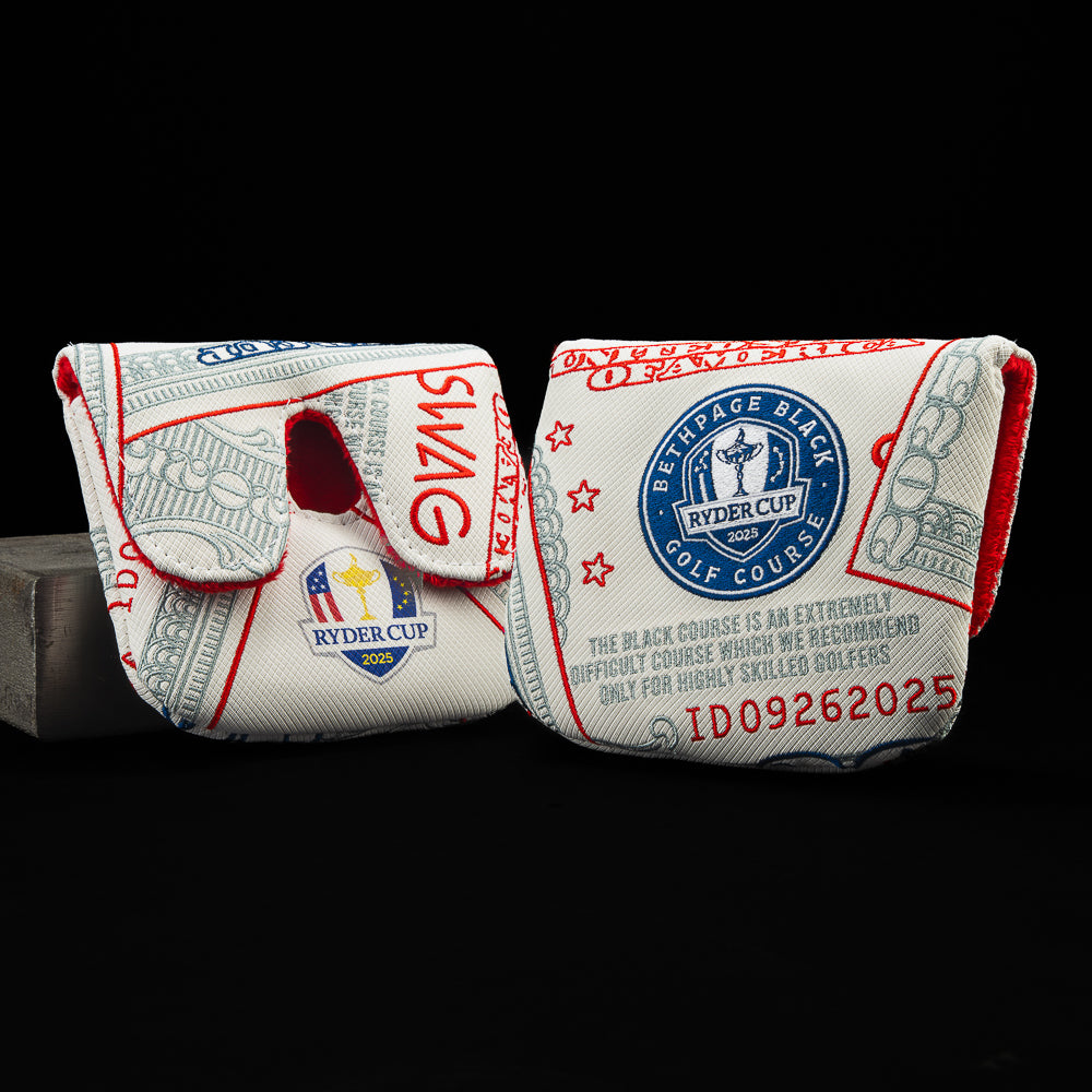 SWAG Golf x Ryder Cup 2025 official white dollar bill center shaft mallet XL golf headcover.
