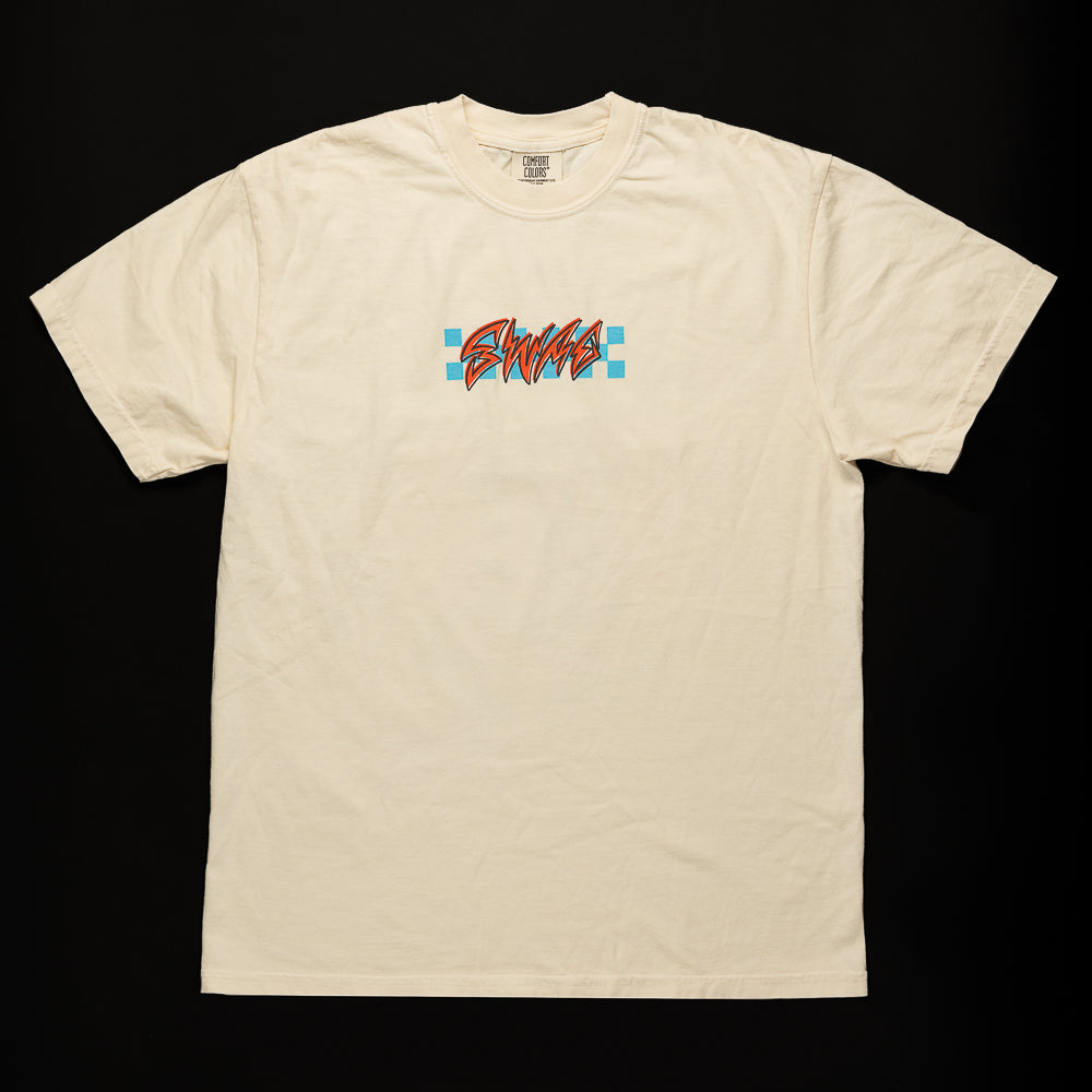 SWAG Golf surf & turf cream short sleeve graphic print garment dyed t-shirt.