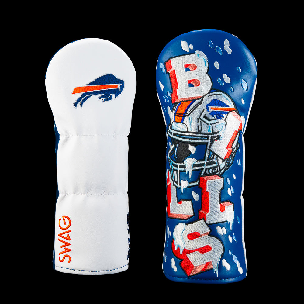 SWAG Golf NFL Buffalo Bills B-I-L-L-S Fairway Cover with football helmet, bold Bills lettering and red, white and blue team graphics.
