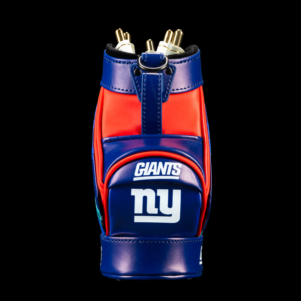 SWAG Golf NFL New York Giants Big Blue Desk Caddy front view holding pens above Giants lettering and the white NY logo.
