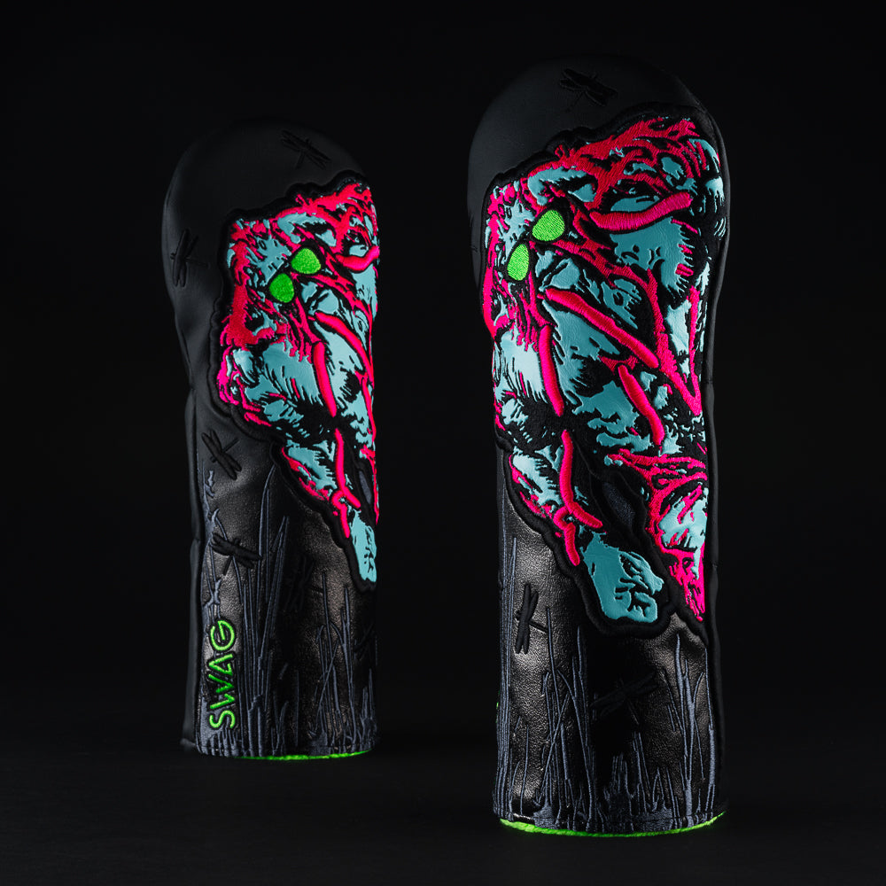 Swag Thing 6.0 special black, blue, pink and green fairway wood golf club head cover made in the USA.