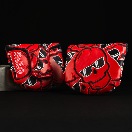 Swag Golf stacked skulls 2.0 red and black mallet putter golf headcover made in the USA.