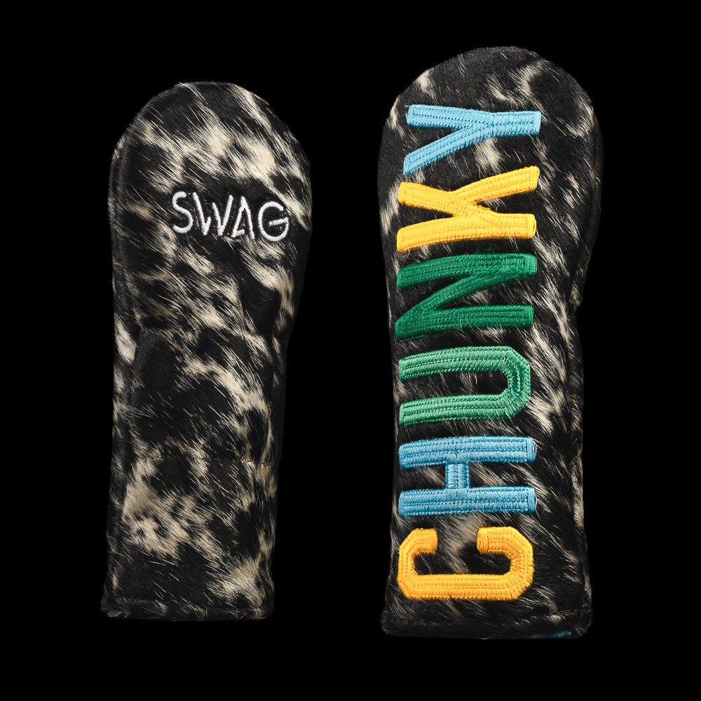 Chunky Bunky small talk cowhide hybrid golf headcover.