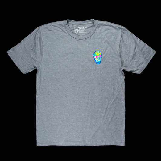 Swag gray men's short sleeve t-shirt with a hibiscus graphic print Don't Give A Putt on the back.