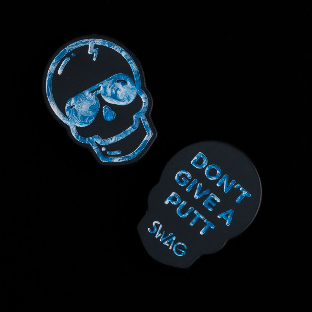 Blue Marble Skull Ball Marker