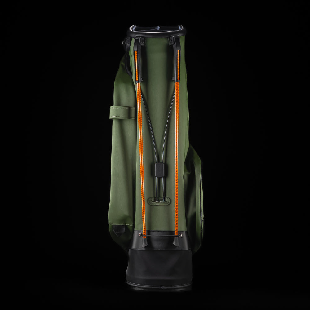 SWAG Golf SWAG Thing green and black Vessel stand golf bag with yellow text on a black background