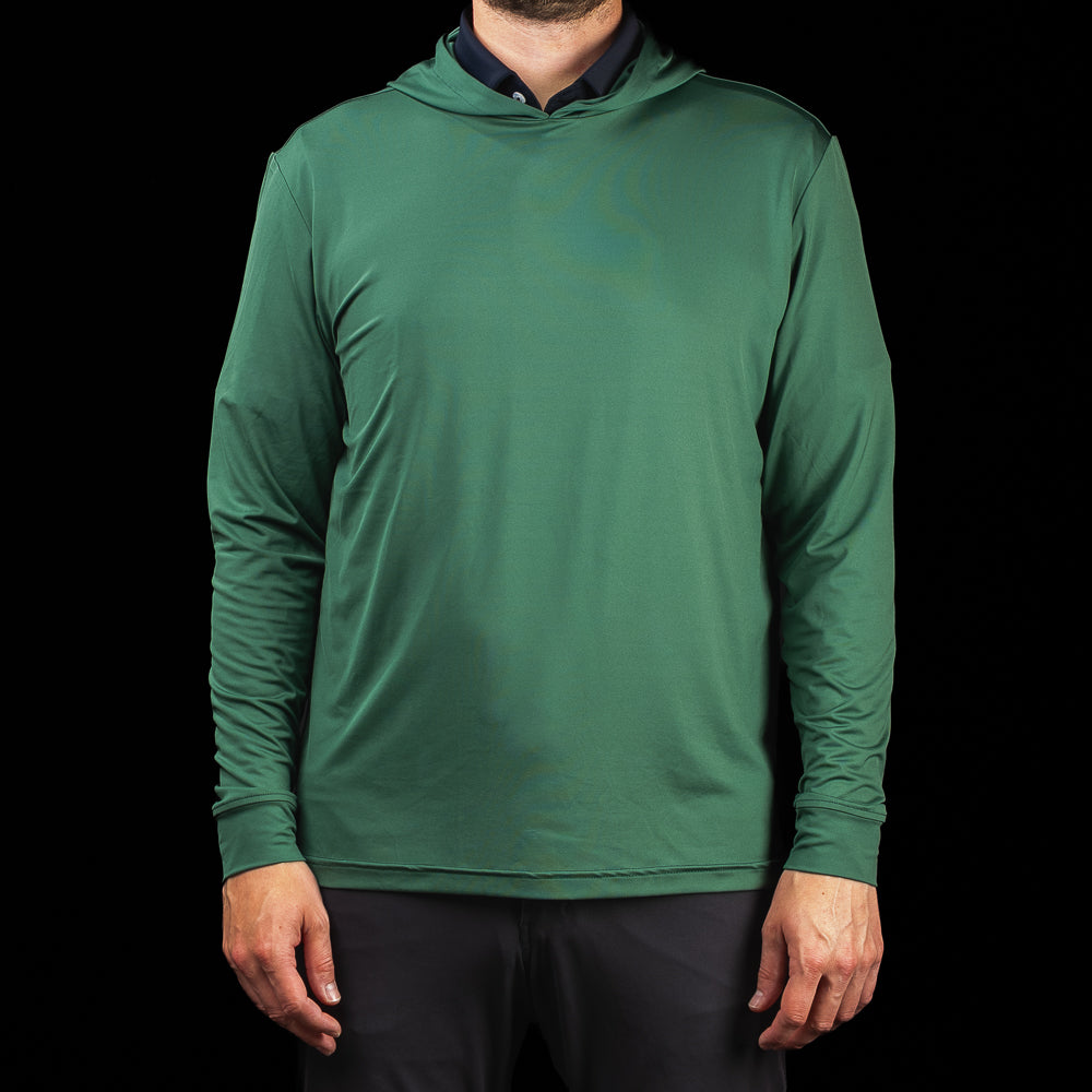 SWAG Golf Olive Player Hoodie men's performance golf hoodie with embroidered skull logo on chest
