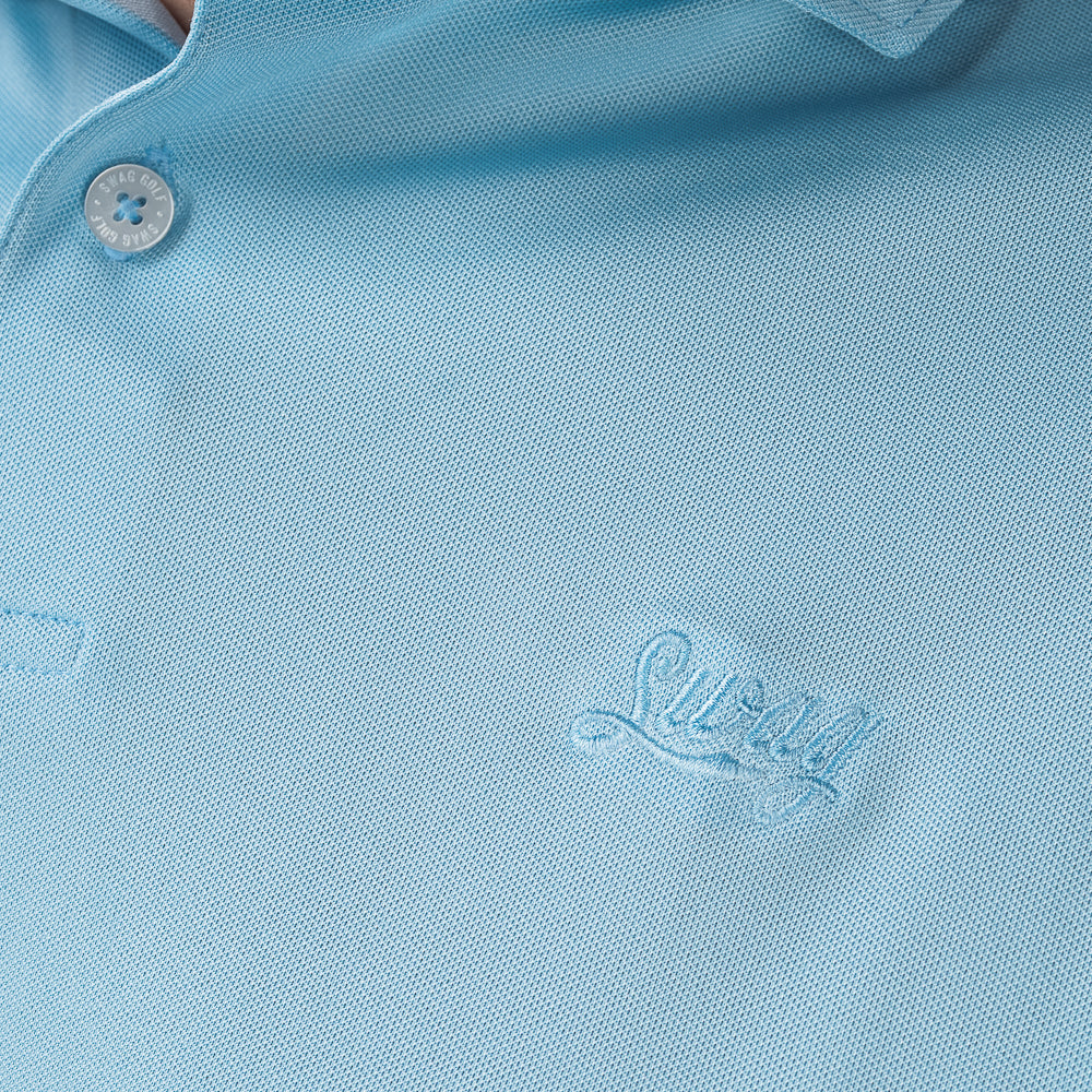 Close-up of the tonal embroidered SWAG Script logo.