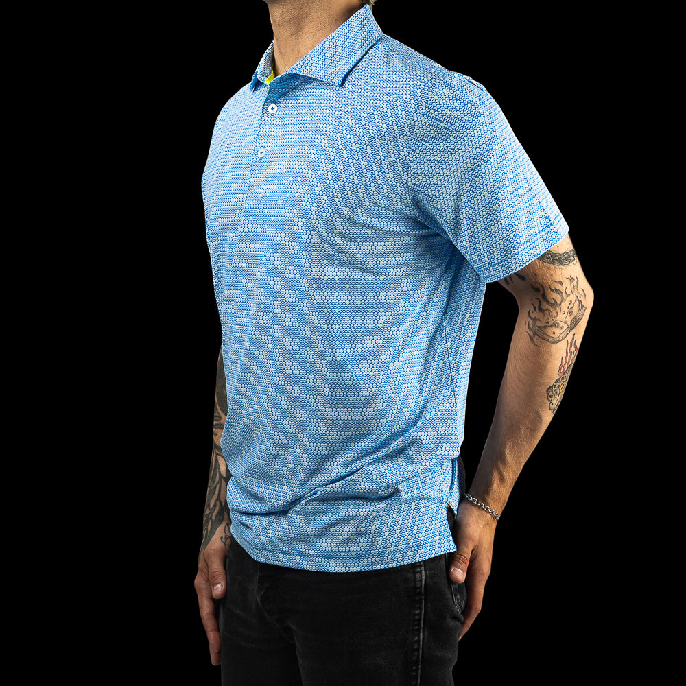 SWAG Golf Evil skulls men's short sleeve classic golf polo shirt with repeating micro skull print.
