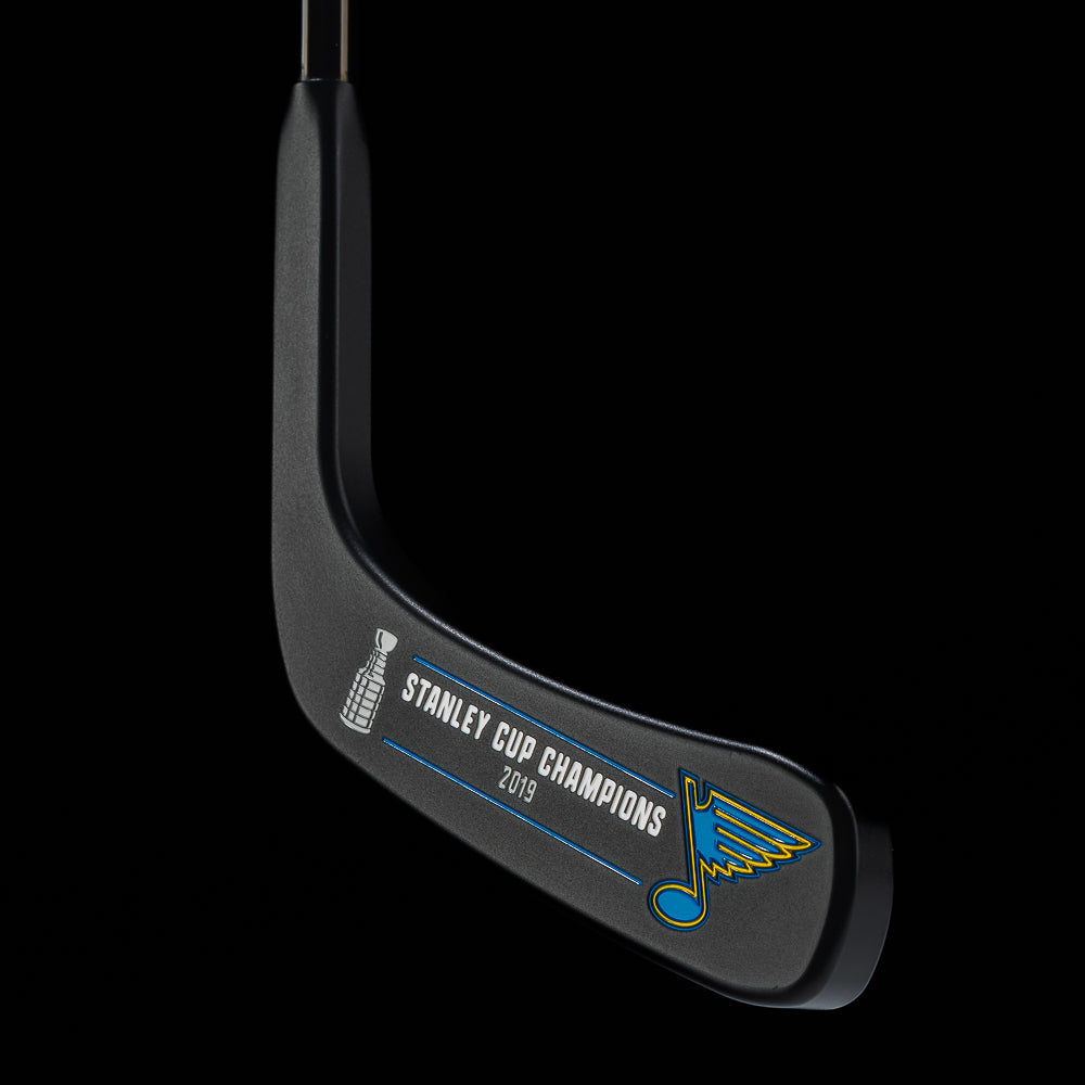 SWAG Golf X St. Louis Blues Hockey Blade Putter head engraved Stanley Cup Champions 2019 and blues logo.