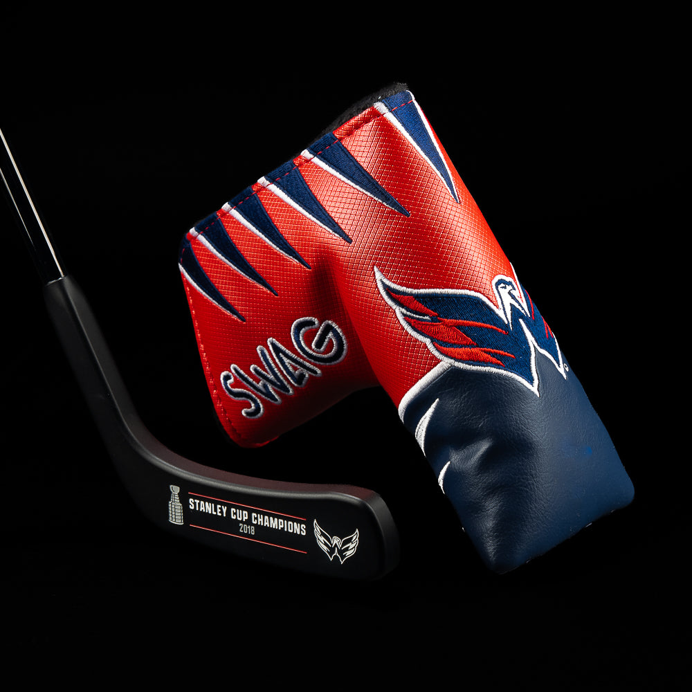 Washington Capitals Hockey Blade Putter head. Stanley Cup Champions 2018. Washington Capitals jersey blade cover.