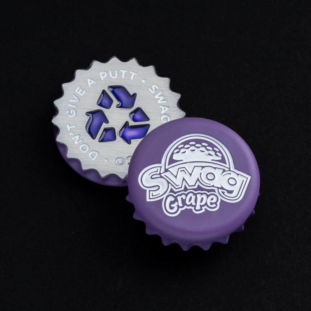 Swag Grape Bottle Cap golf Ball Marker in purple.
