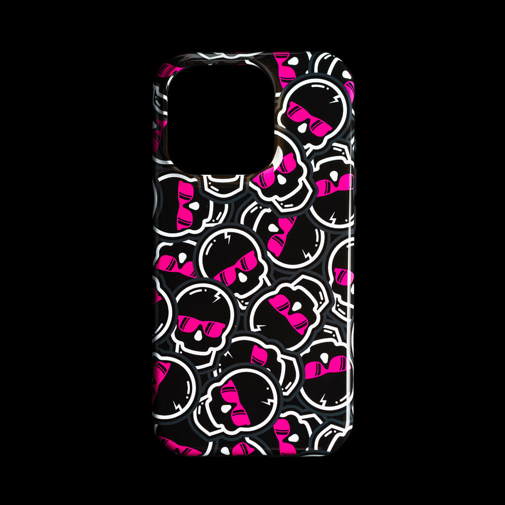 SWAG Golf stacked skulls black and pink Apple iPhone mobile phone case.