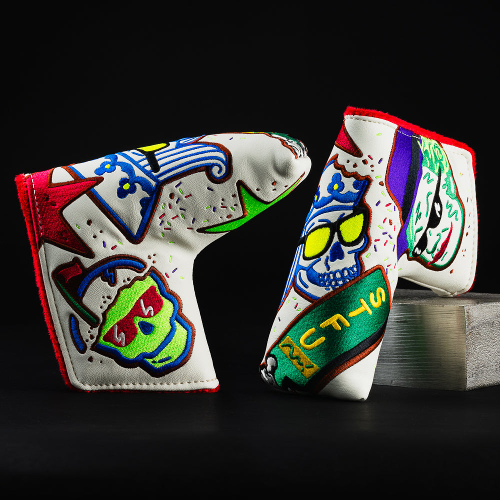 Swagmas white Christmas cookie themed blade putter golf head cover made in the USA.