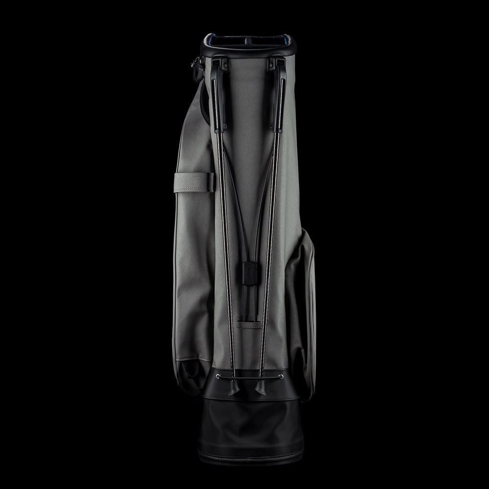 SWAG x Vessel VLS Lux grey golf stand bag with a Defaced Joker embroidered ball pocket panel.