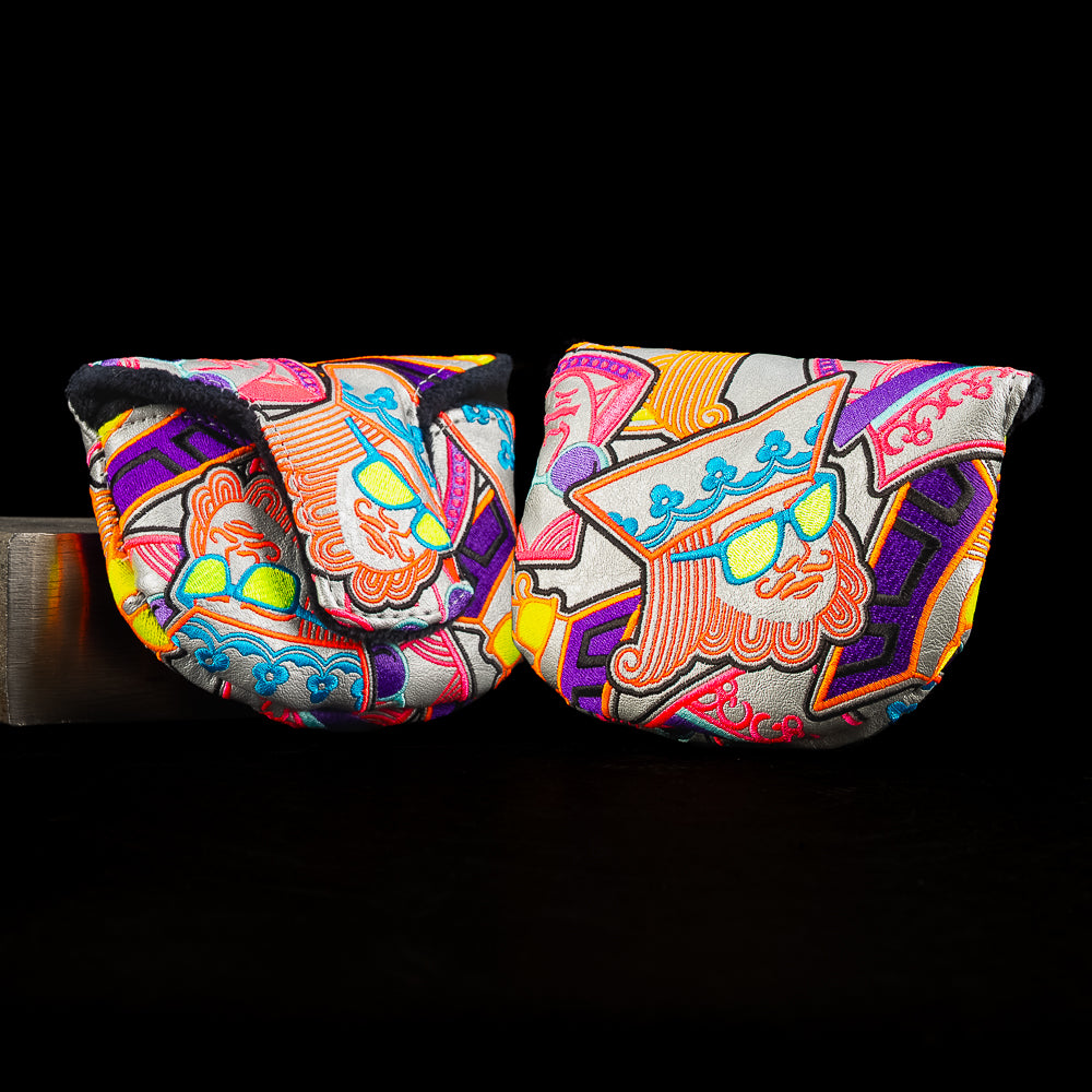 SWAG Golf boss mallet cover with pastel stacked royalty artwork in vibrant sherbet palette.