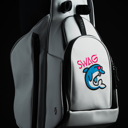 Swag x Vessel white flipper junior stand bag.