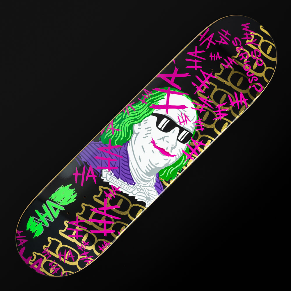 Defaced Franklin skateboard deck by Swag Golf Co.