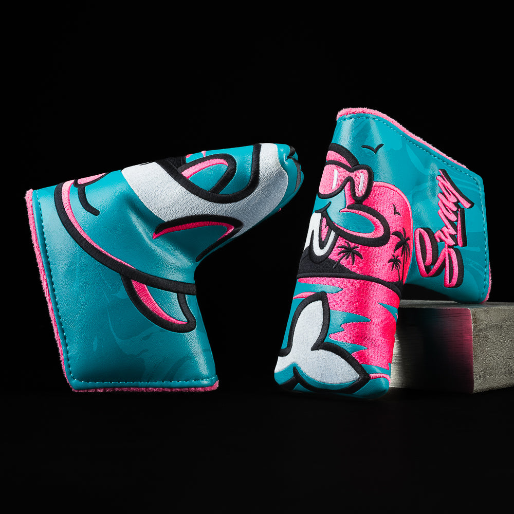 SWAG Golf Vice Beach flipper dolphin pink and aqua limited edition blade golf putter.