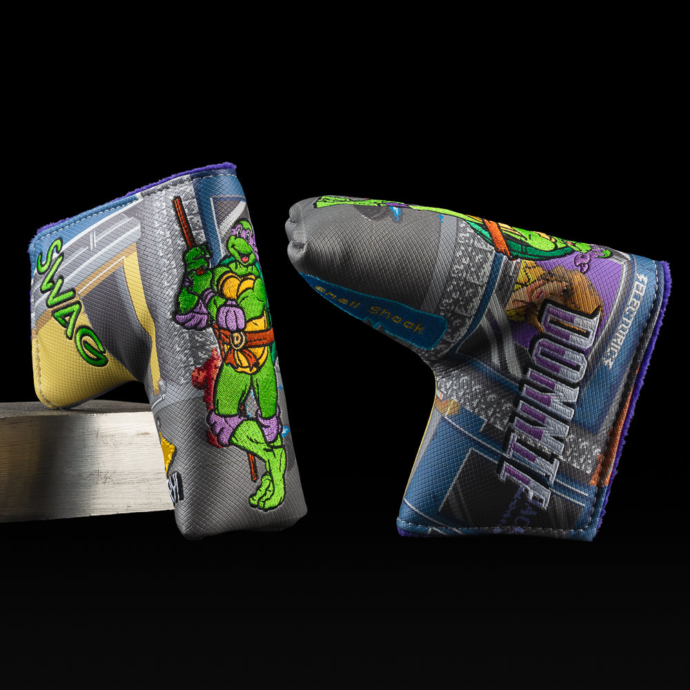 Randomly sold officially licensed TMNT blade golf headcovers featuring Leonardo, Donatello, Raphael, Michelangelo, April O’Neil, or a villain in video game style. Collect them all and win a free prize.