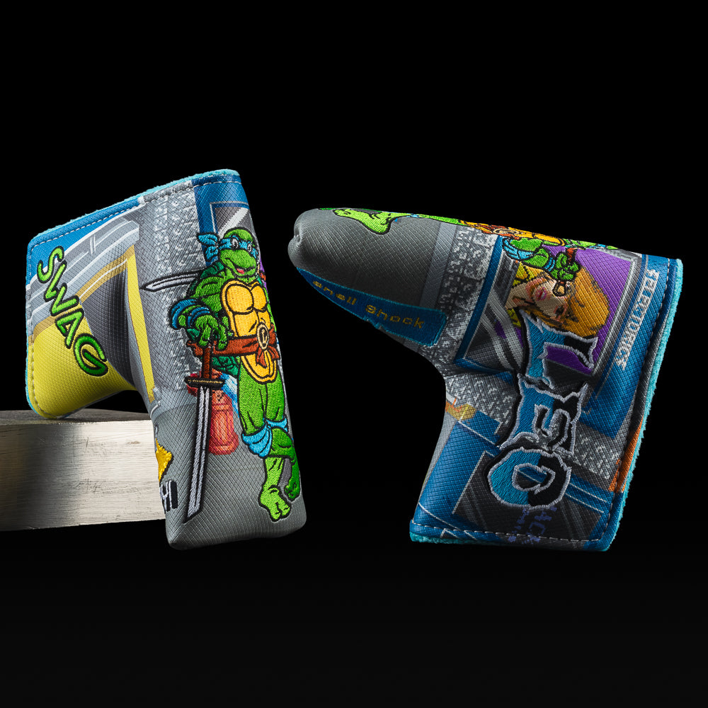 Randomly sold officially licensed TMNT blade golf headcovers featuring Leonardo, Donatello, Raphael, Michelangelo, April O’Neil, or a villain in video game style. Collect them all and win a free prize.