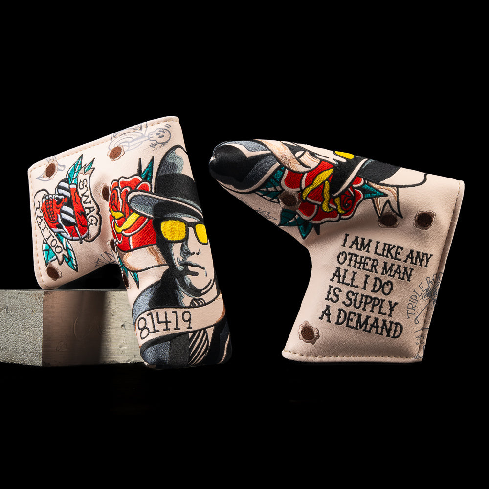 SWAG Tattoo Shop Supplier Blade Cover featuring Al Capone inspired mob boss with roses and tattoo flash detail.