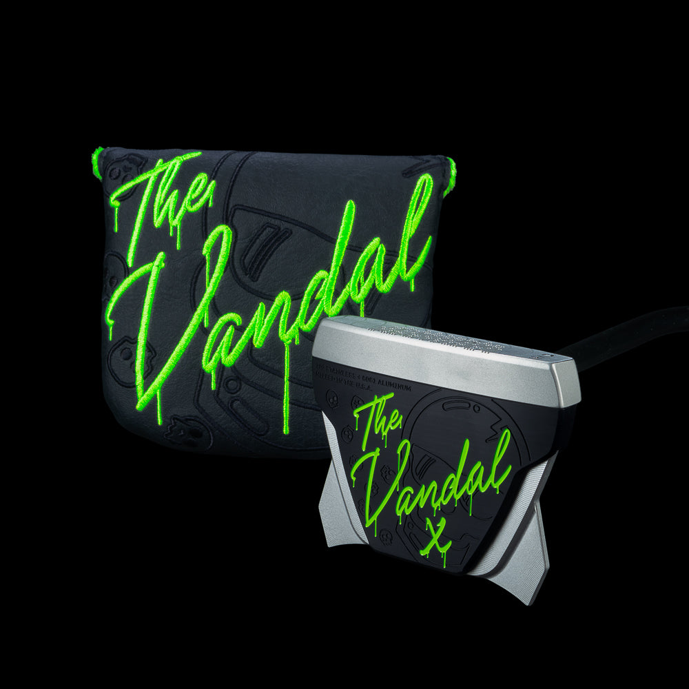 SWAG Golf The Vandal X R.A.D. matte black aluminum and tour satin stainless steel limited edition golf putter made in the USA.