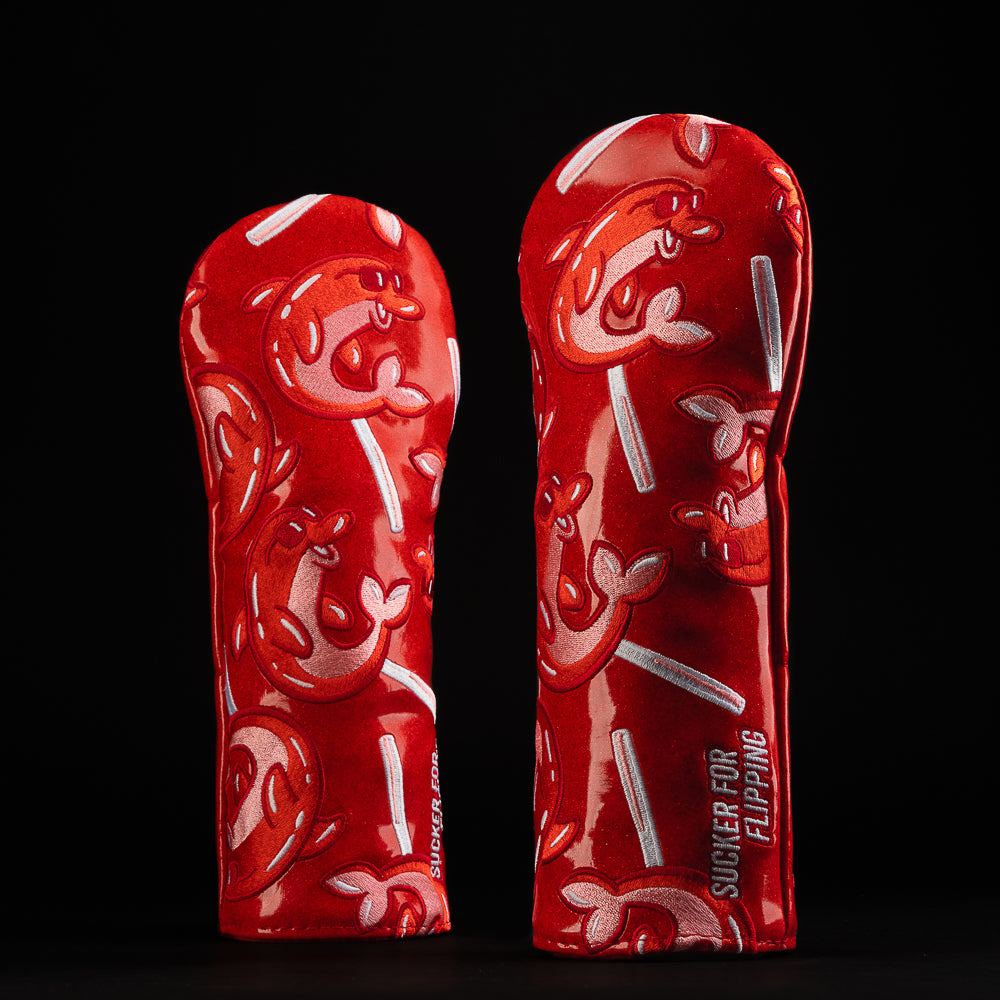 SWAG Golf red flipper Valentine's Day sucker themed fairway wood golf headcover made in the USA.