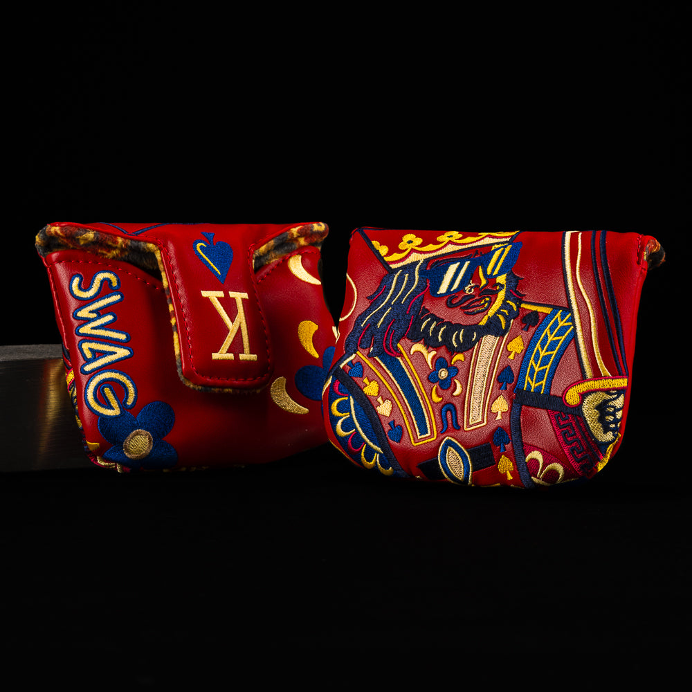 Vibin’ Vegas King Mallet Putter golf headcover featuring bold king artwork with crown, shades, and SWAG styling.