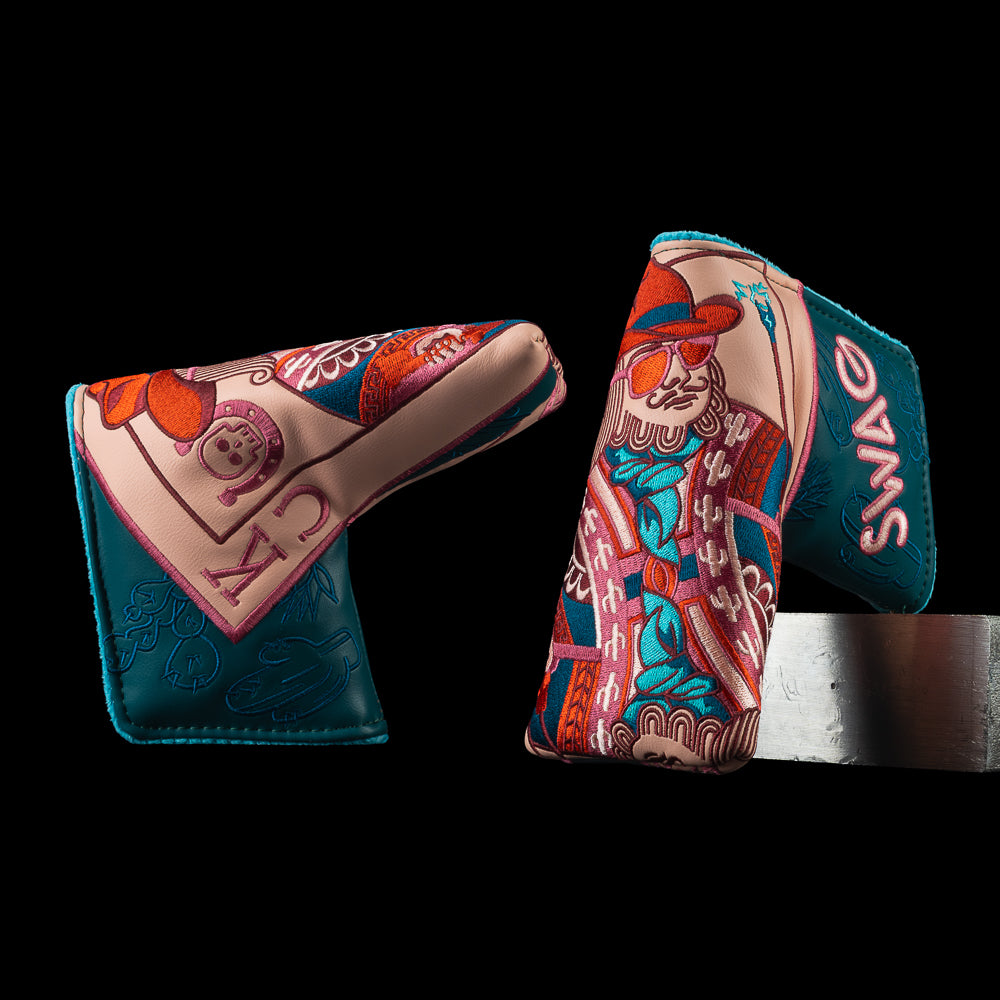 SWAG Golf Cowboy King blade cover featuring a Western card inspired king illustration with bold colors