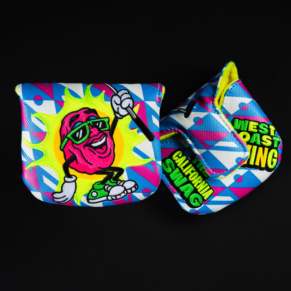California Swag Raisins NFT exclusive mallet putter golf club head cover made in the USA.