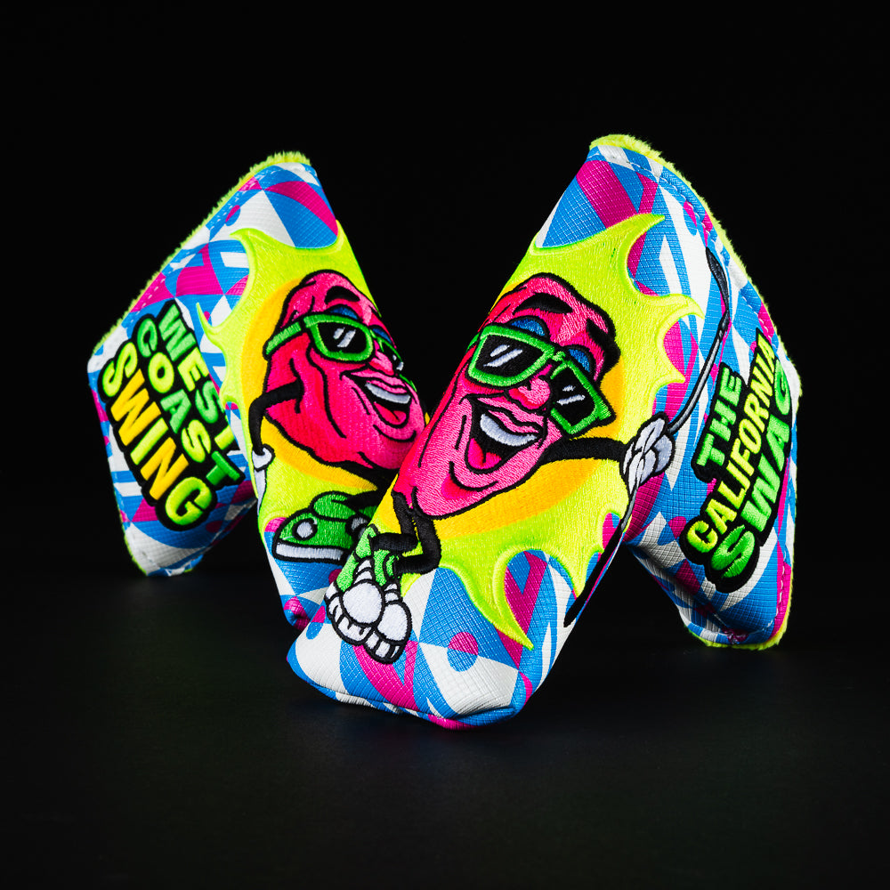 California Swag Raisins NFT exclusive blade putter golf club head cover made in the USA.