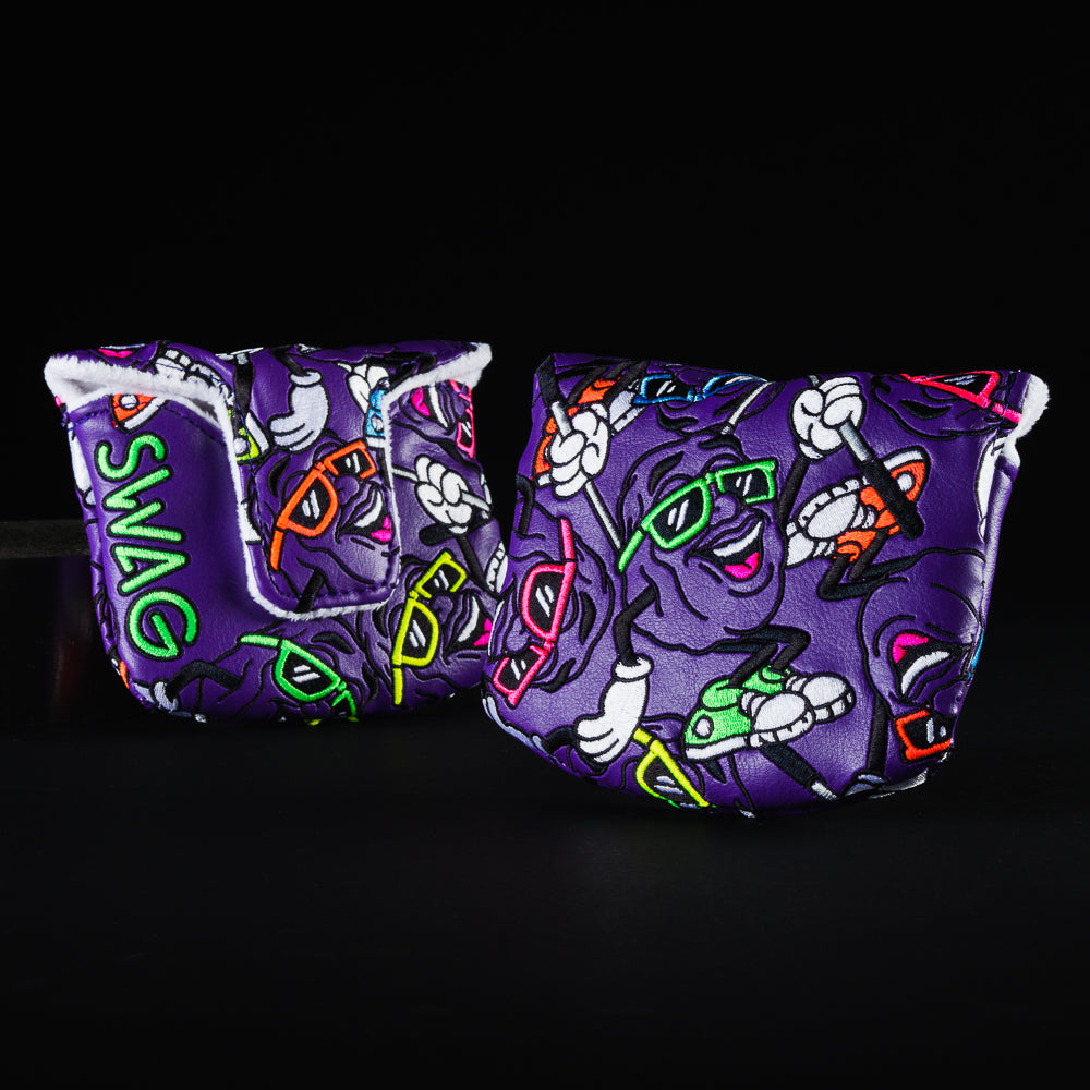 Swag Raisins special purple mallet putter golf club head cover made in the USA.