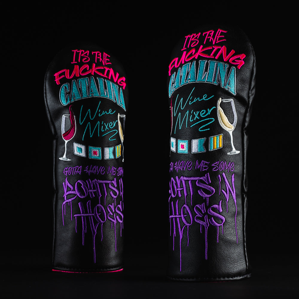 Catalina Wine Mixer black fairway golf club head cover made in the USA.