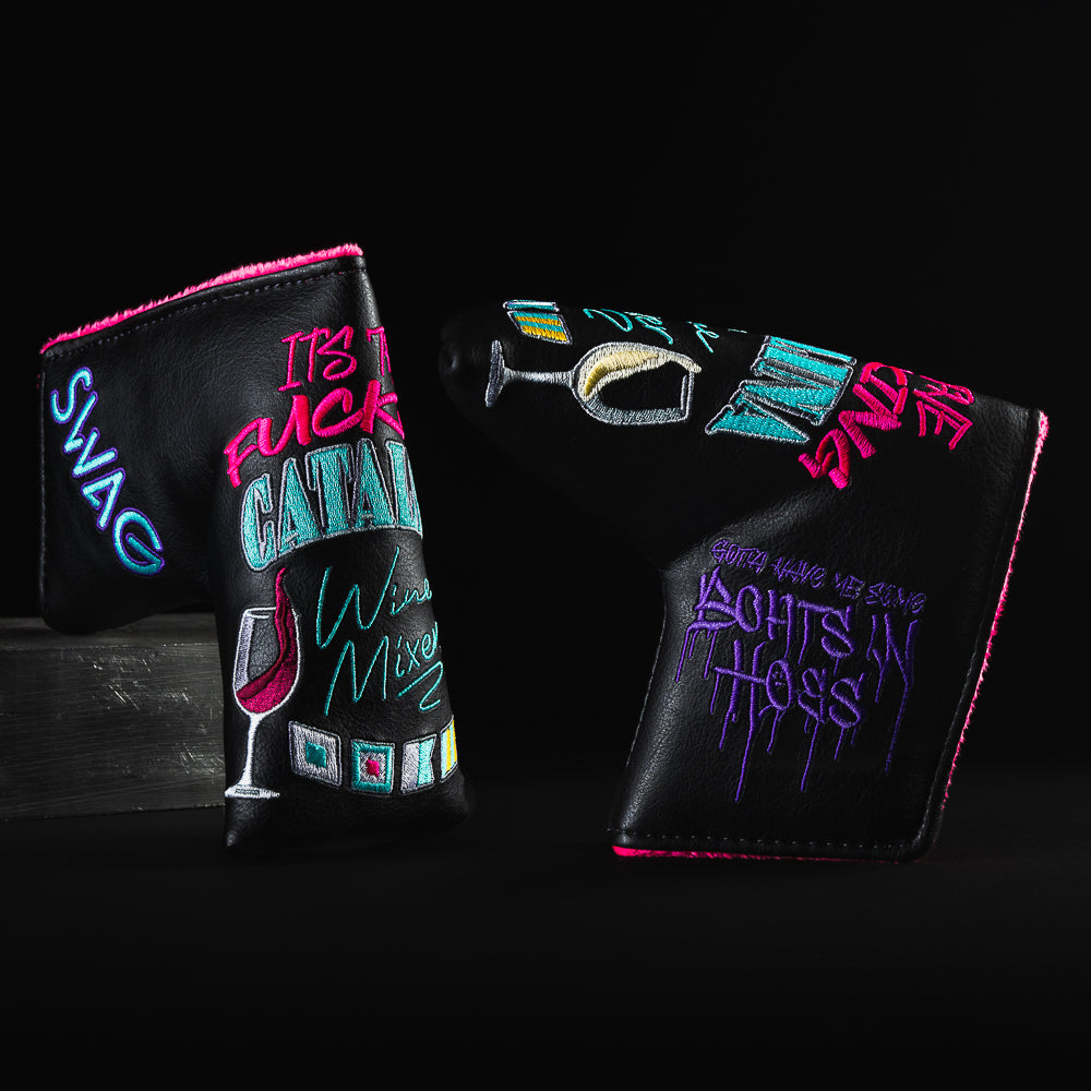 Catalina Wine Mixer black blade golf putter head cover made in the USA.