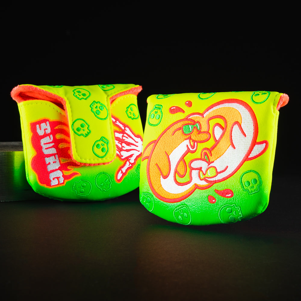 Hawaii flipper yellow and green dolphin mallet golf putter headcover made in the USA.