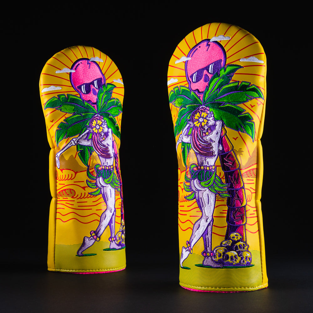 Hula Girl yellow driver golf club head cover made in the USA.