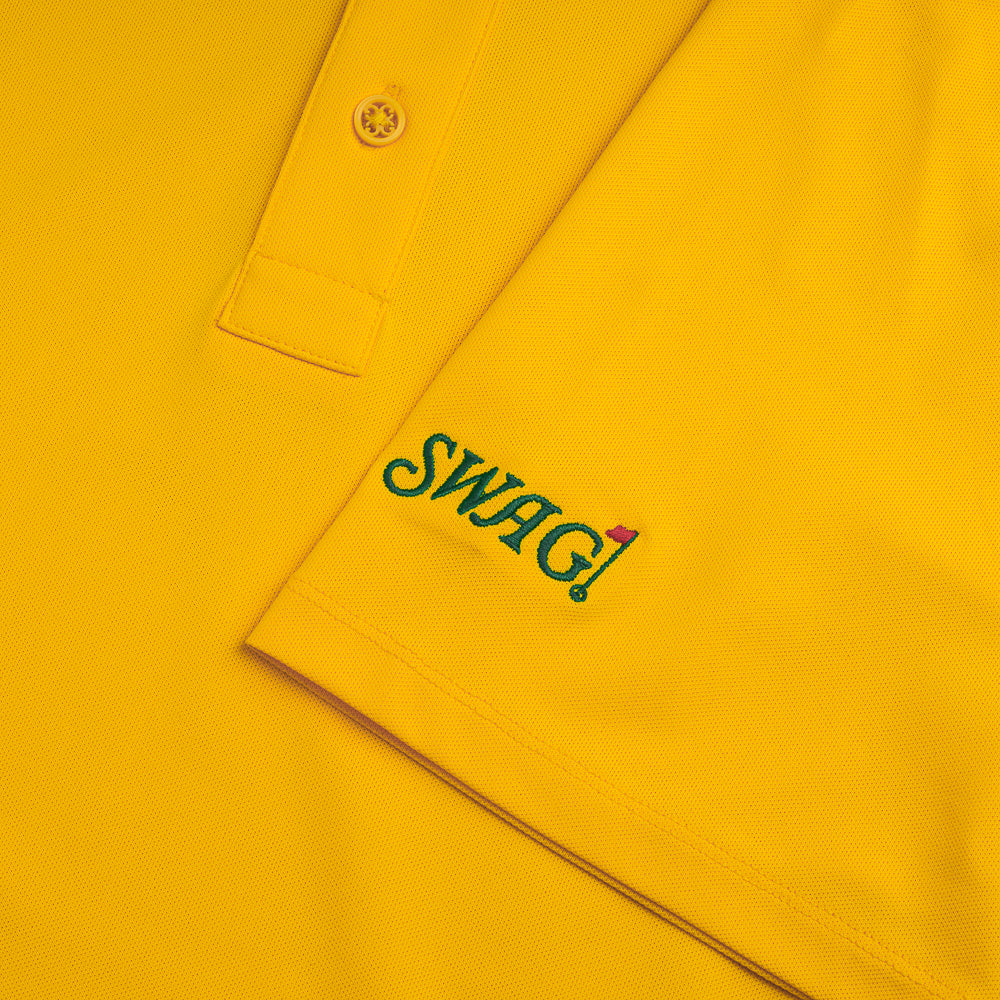 G/FORE Yellow Augusta Swag Script Polo Shirt Swag Golf Co
