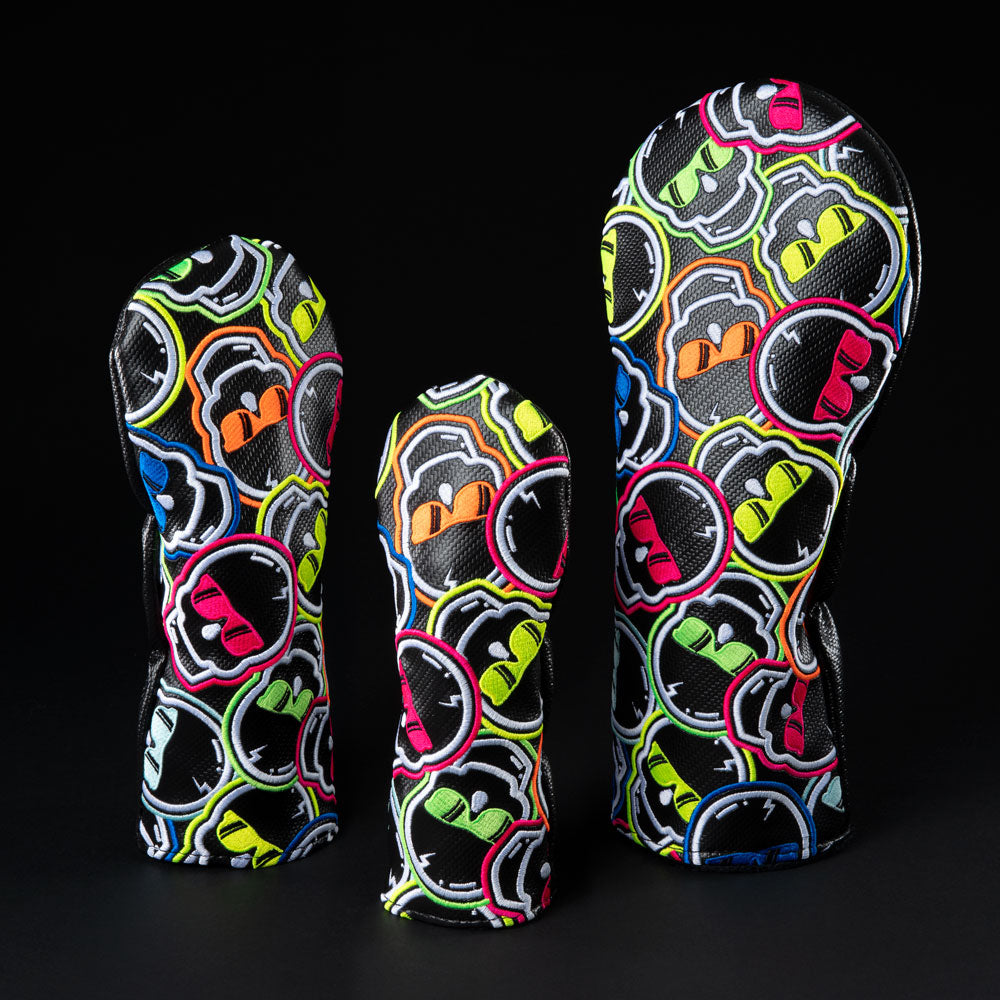 Rainbow Carbon Stacked Skulls Wood Cover Set