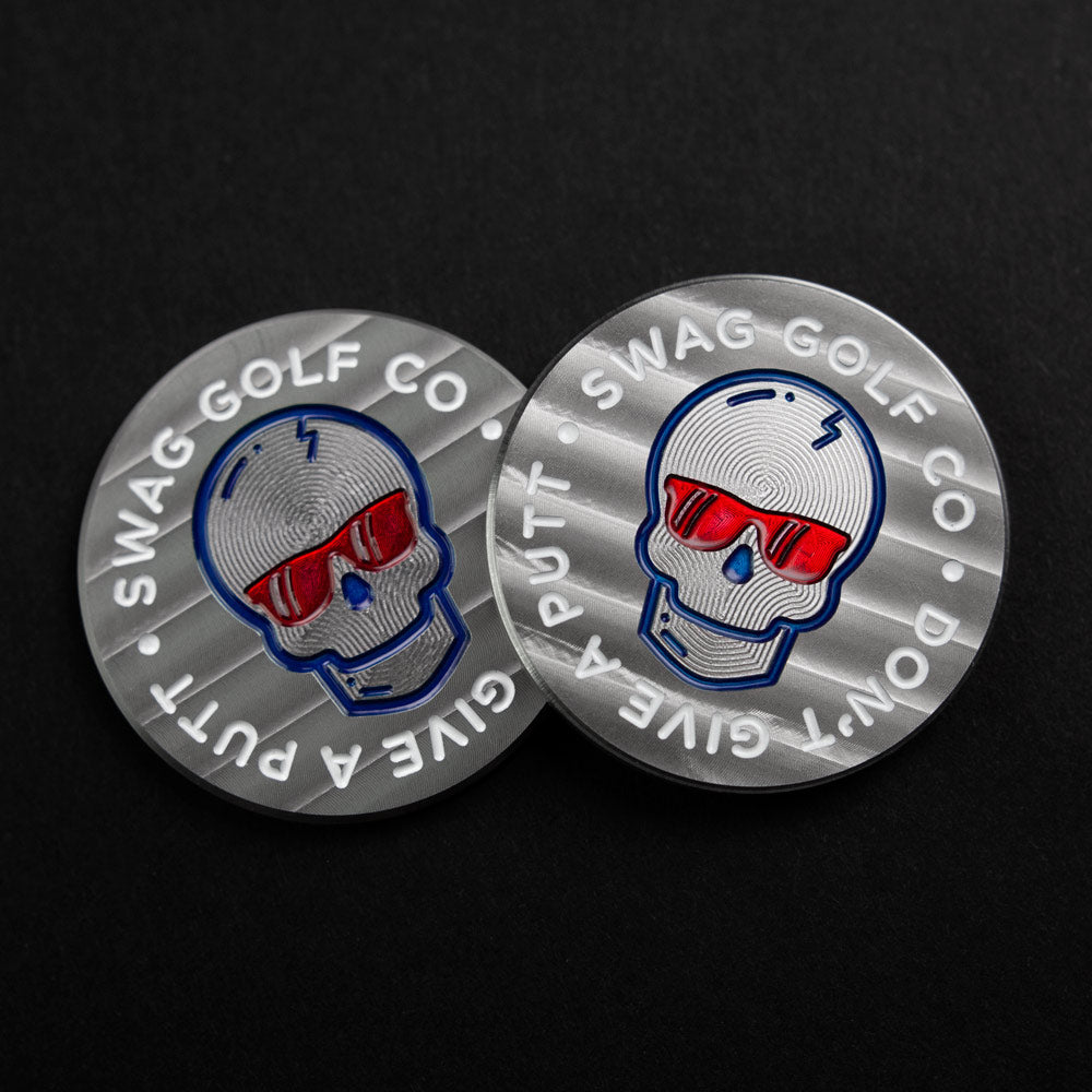 Don't Give A Putt Patriotic Skull Marker