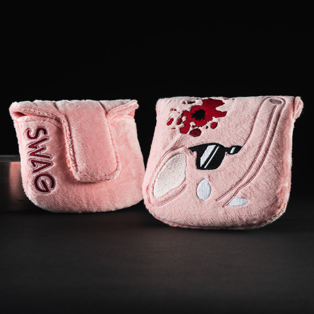 Bad Santa pink elephant mallet golf club headcover made in the USA.