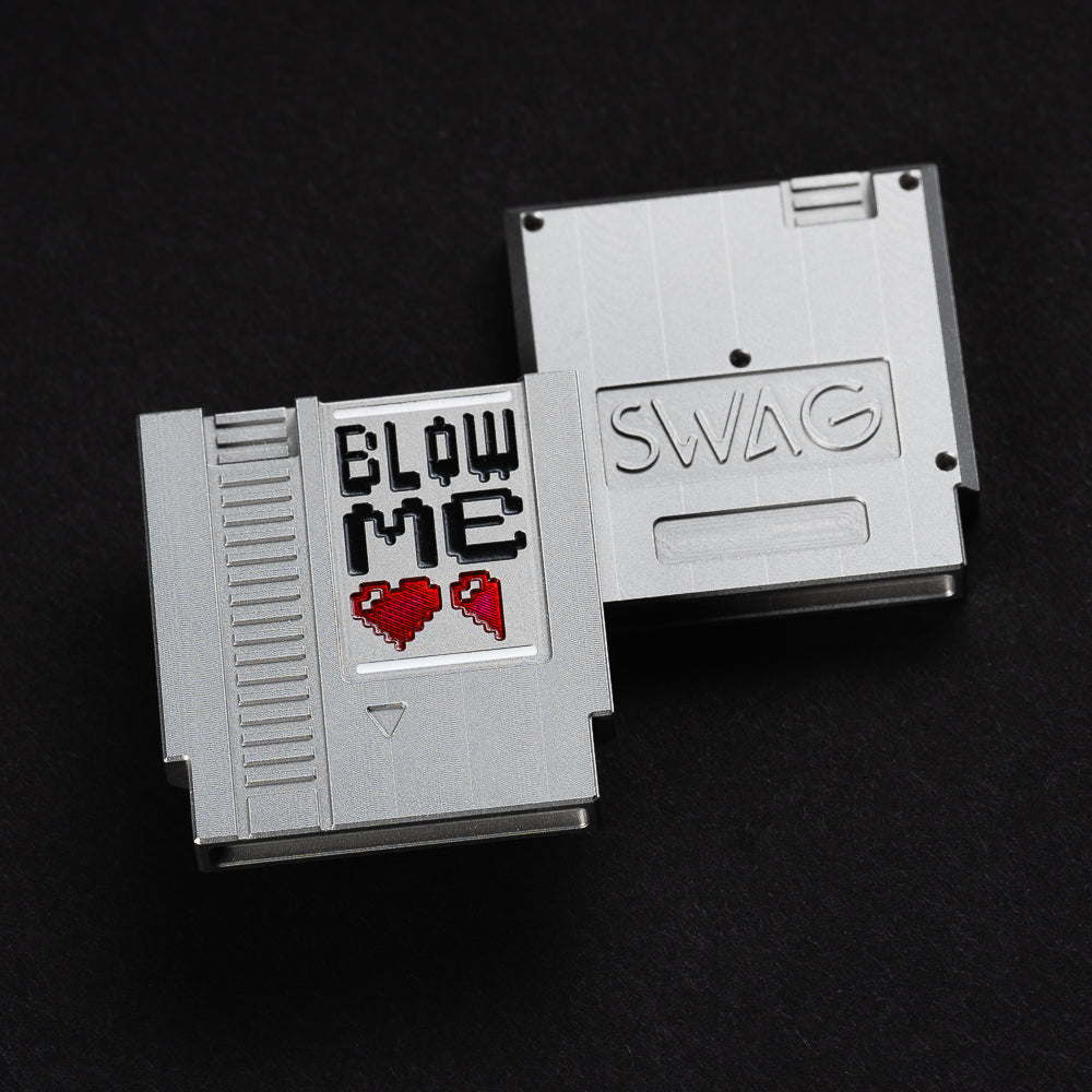 Swagmas Nintendo cartridge blow me stainless steel golf ball marker.