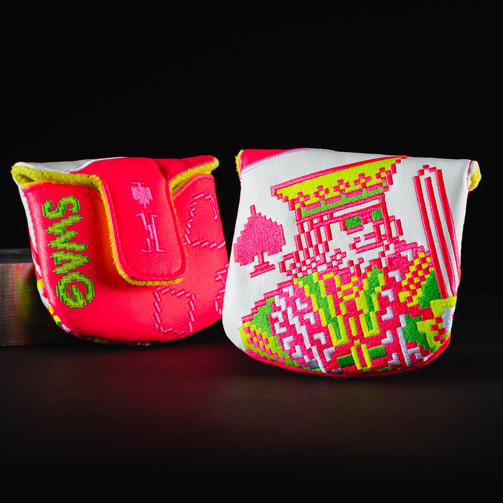 8-bit King pink mallet putter golf club head cover made in the USA.