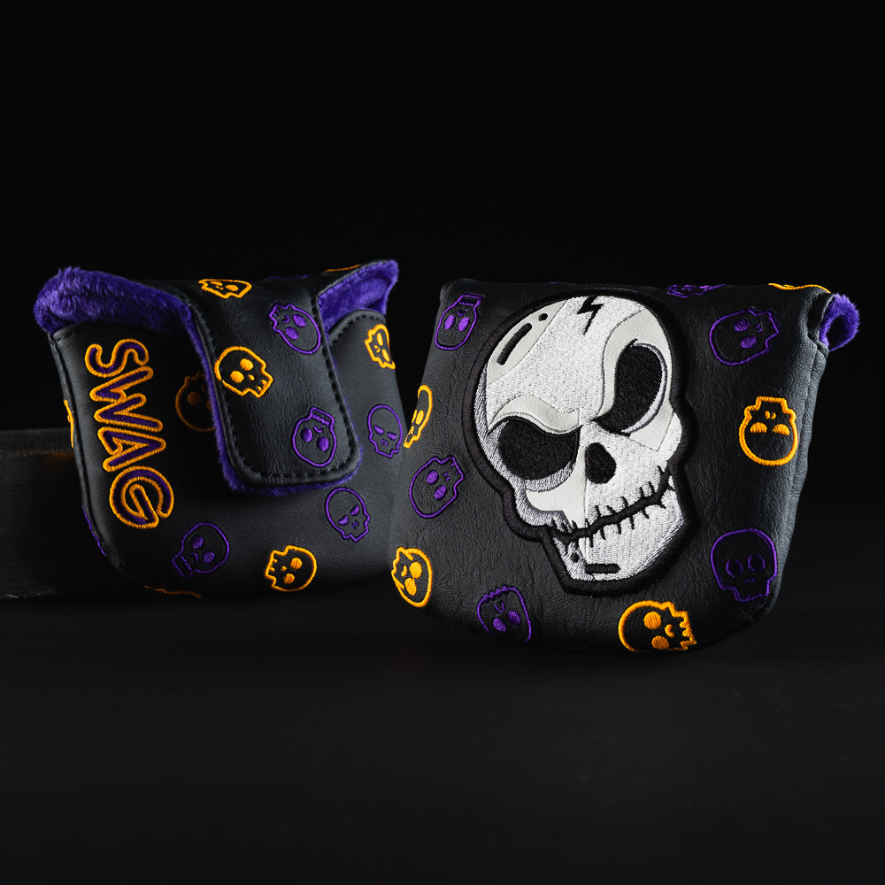 Jack Skulllington mallet golf club putter head cover made in the USA.