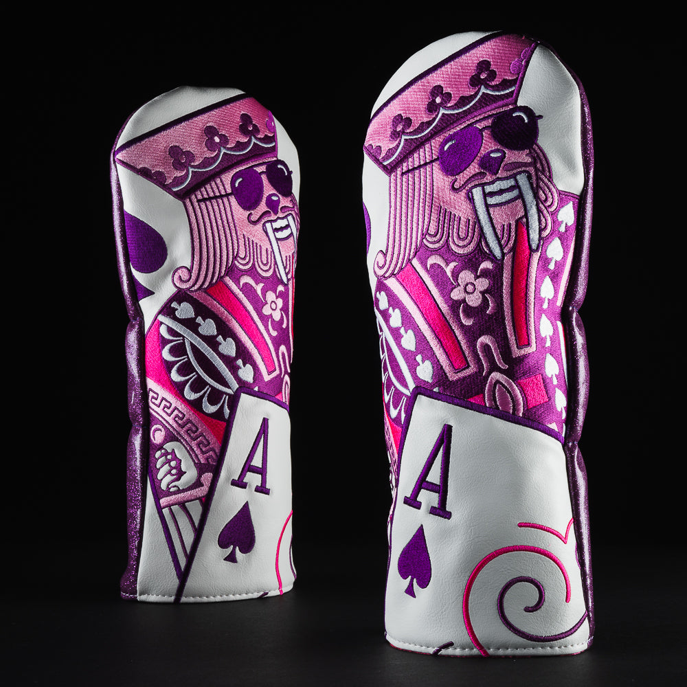 Swagmas King Booster pink driver golf club head cover made in the USA.