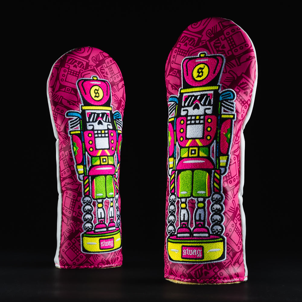 Pink Swag nutcracker fairway driver golf club head cover made in the USA.