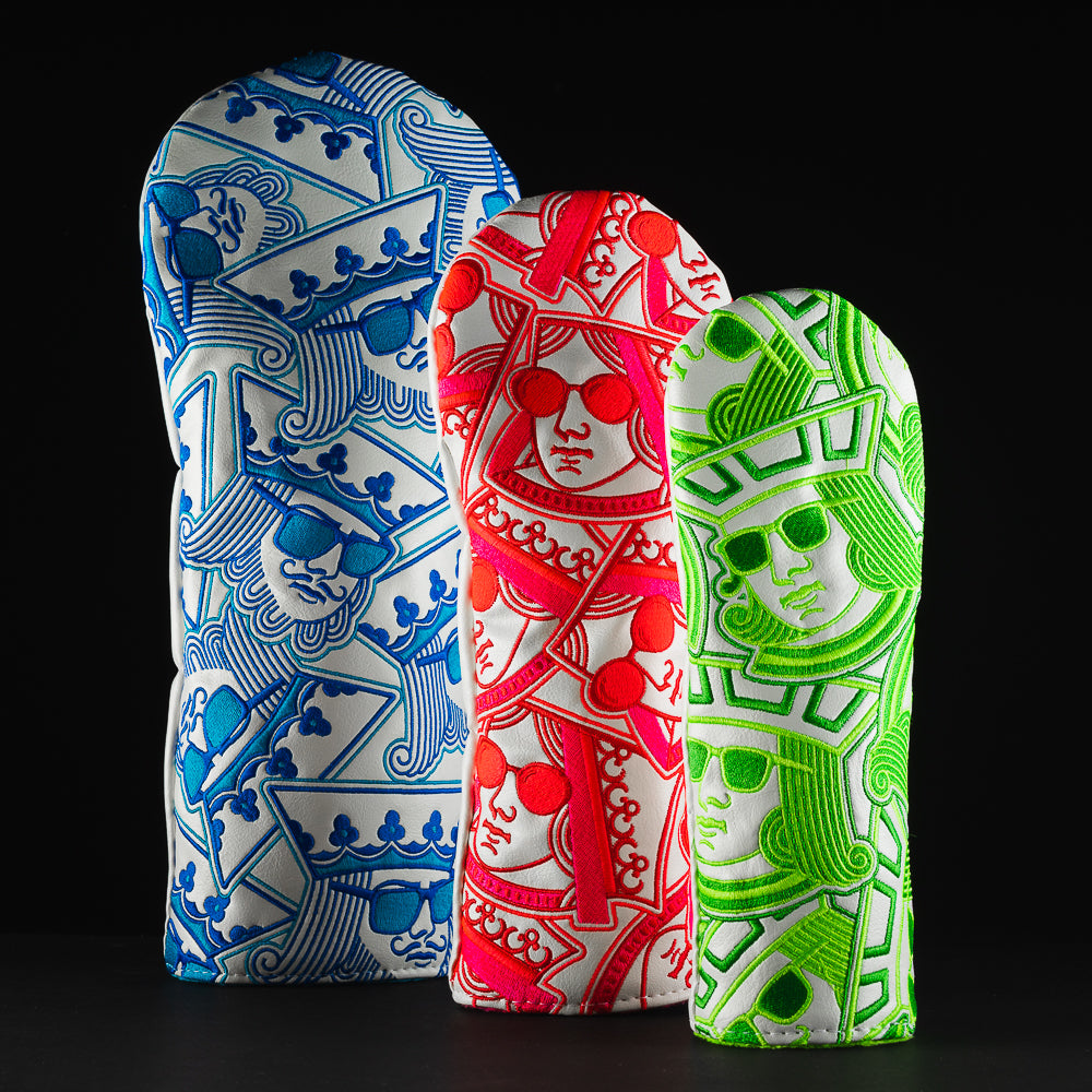 Stacked holiday royalty wood special set of 3 wood golf club head covers made in the USA.