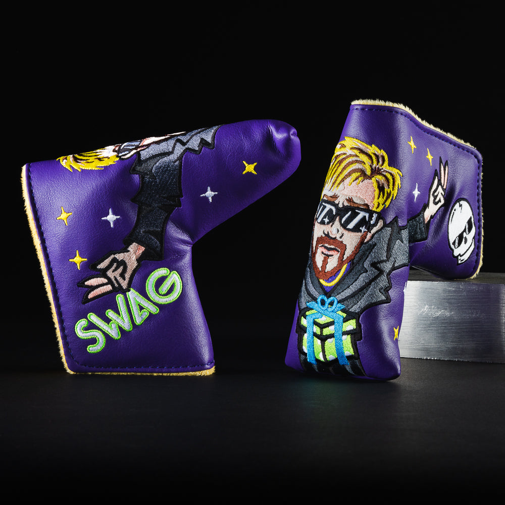 Take a look inside purple blade putter golf club head cover made in the USA.